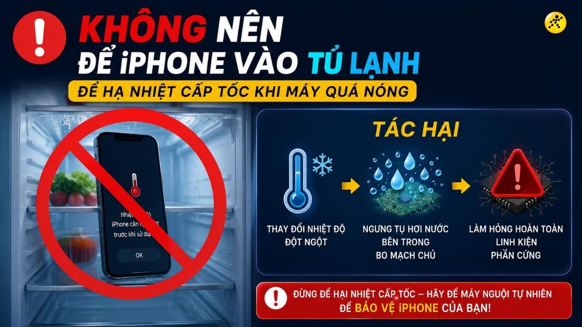 Không nên để iPhone vào tủ lạnh để hạ nhiệt cấp tốc Không nên để iPhone vào tủ lạnh để hạ nhiệt cấp tốc