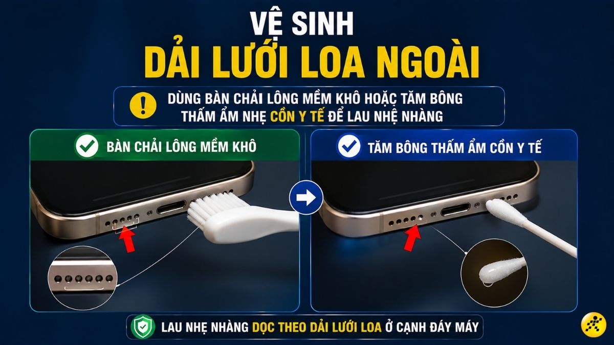 Vệ sinh dải lưới loa ngoài Vệ sinh dải lưới loa ngoài