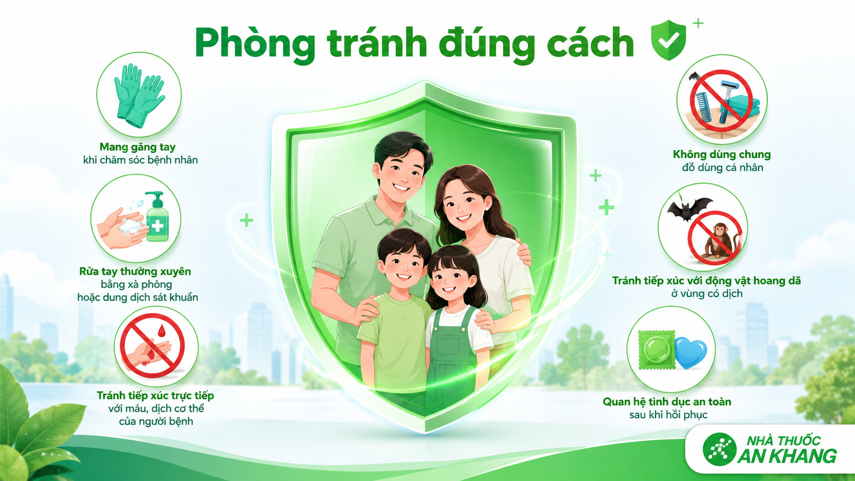Ph&ograve;ng Ebola bằng c&aacute;ch tr&aacute;nh m&aacute;u v&agrave; dịch cơ thể, kh&ocirc;ng chạm vật dụng nhiễm bẩn, tr&aacute;nh động vật hoang d&atilde; nguy cơ v&agrave; quan hệ t&igrave;nh dục an to&agrave;n sau hồi phục.