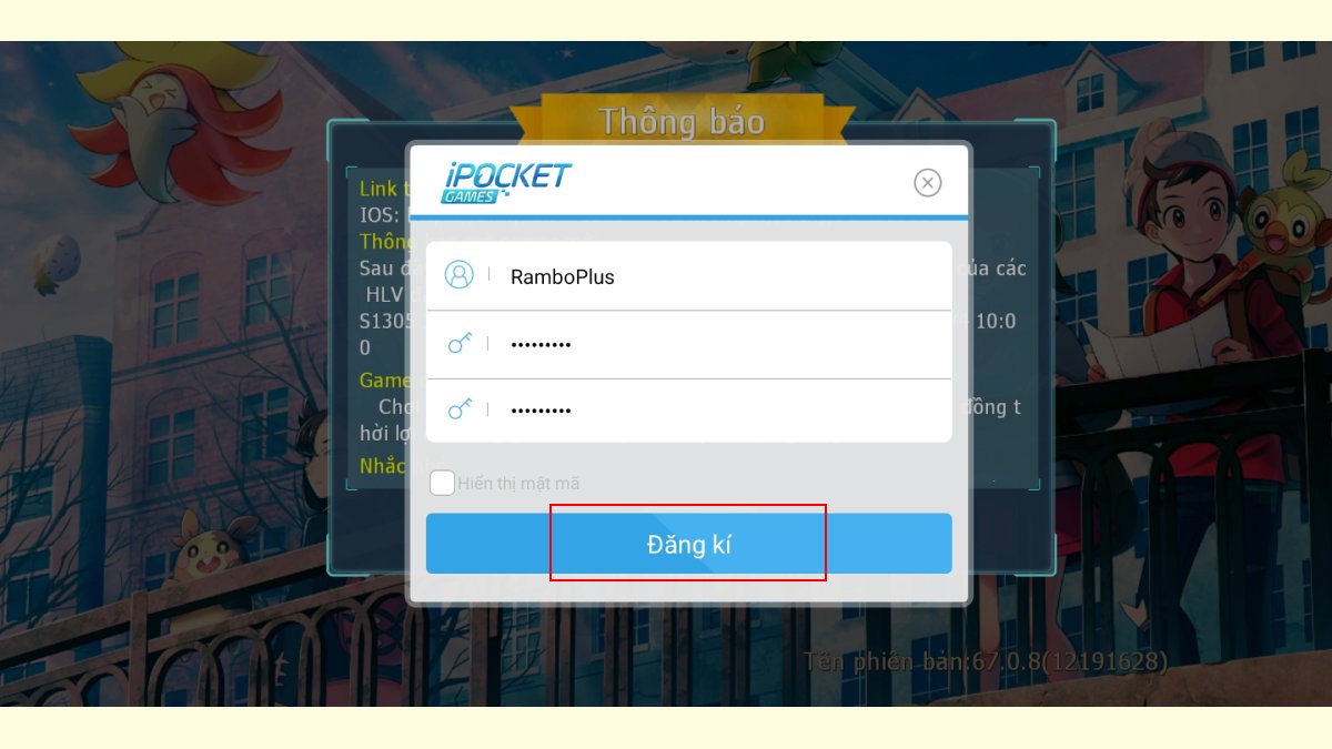 Đăng nhập tài khoản để vào giao diện chính của game Đăng nhập tài khoản để vào giao diện chính của game