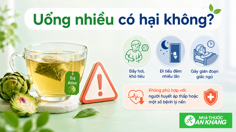 Uống quá nhiều trà atiso túi lọc có thể gây đầy bụng, khó tiêu, tiểu đêm Uống quá nhiều trà atiso túi lọc có thể gây đầy bụng, khó tiêu, tiểu đêm