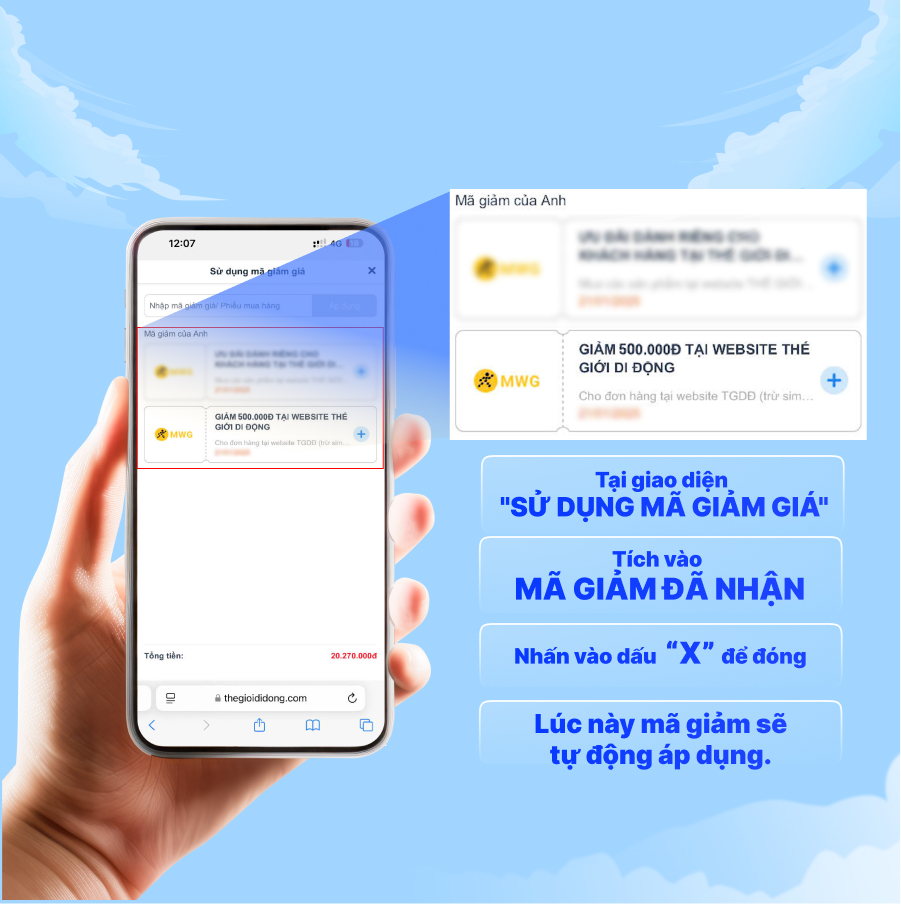 Săn ngay hàng ngàn voucher giảm giá cực sốc tại Thế Giới Di Động và Điện máy XANH dành cho mọi khách hàng Săn ngay hàng ngàn voucher giảm giá cực sốc tại Thế Giới Di Động và Điện máy XANH dành cho mọi khách hàng