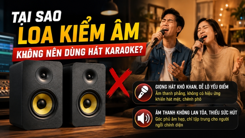 Bạn kh&ocirc;ng n&ecirc;n d&ugrave;ng loa kiểm &acirc;m - loa monitor để h&aacute;t karaoke.