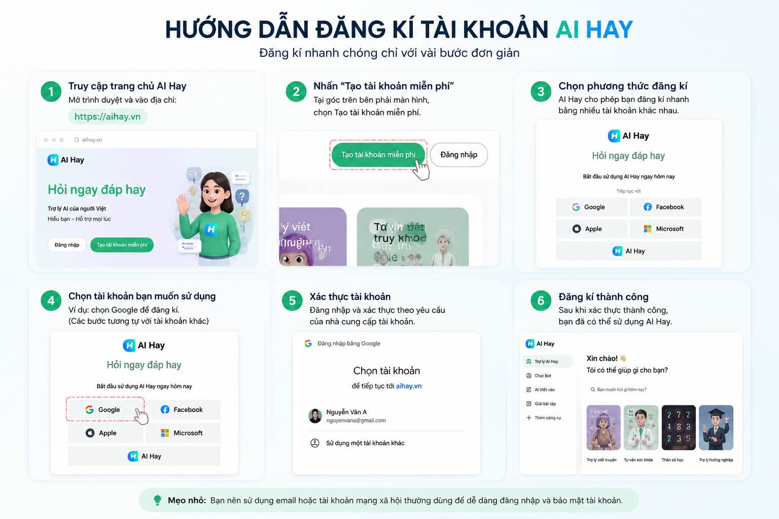 Hướng dẫn đăng k&yacute; t&agrave;i khoản AI HAY