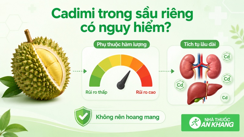 Nguy cơ từ cadimi trong sầu riêng phụ thuộc vào hàm lượng tồn dư, lượng ăn vào, tần suất sử dụng và sức khỏe từng người. Nguy cơ từ cadimi trong sầu riêng phụ thuộc vào hàm lượng tồn dư, lượng ăn vào, tần suất sử dụng và sức khỏe từng người.