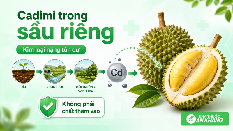 Cadimi trong sầu riêng là tình trạng phần ăn được của quả có thể tồn dư kim loại nặng do cây hấp thu từ môi trường trồng trọt. Cadimi trong sầu riêng là tình trạng phần ăn được của quả có thể tồn dư kim loại nặng do cây hấp thu từ môi trường trồng trọt.