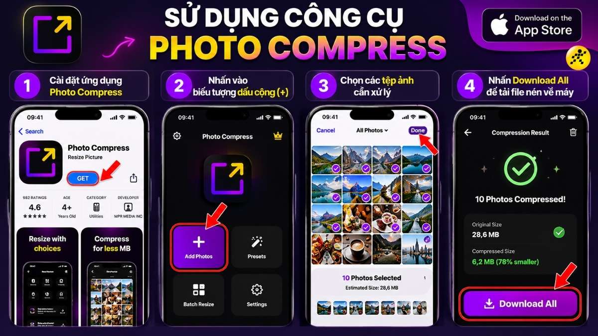 Sử dụng công cụ Photo Compressor Sử dụng công cụ Photo Compressor