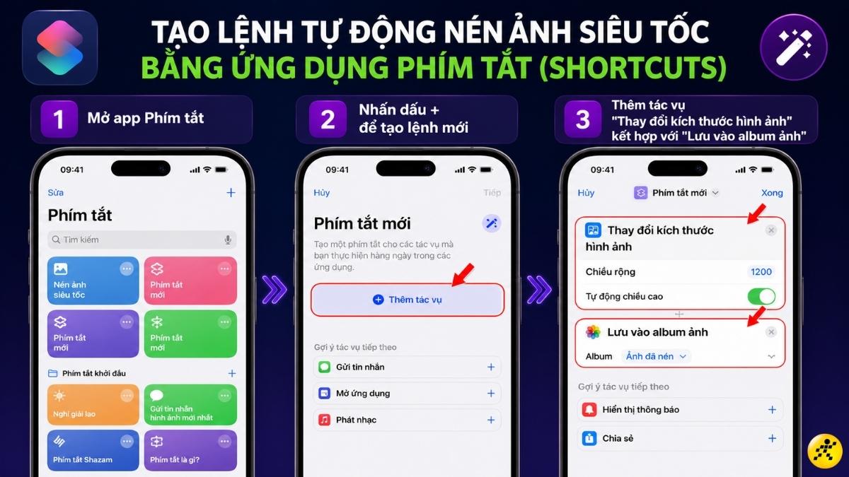 Tạo lệnh tự động nén ảnh bằng Phím tắt (Shortcuts) Tạo lệnh tự động nén ảnh bằng Phím tắt (Shortcuts)