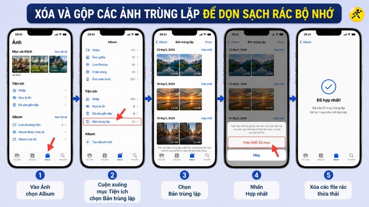 Xóa và gộp các ảnh trùng lặp Xóa và gộp các ảnh trùng lặp