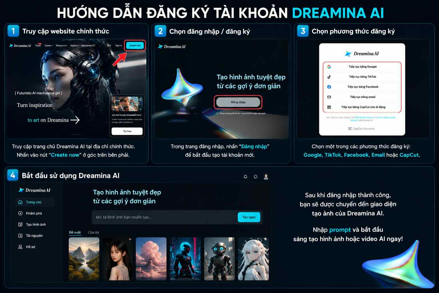 Cách đăng ký tài khoản Dream AI Cách đăng ký tài khoản Dream AI