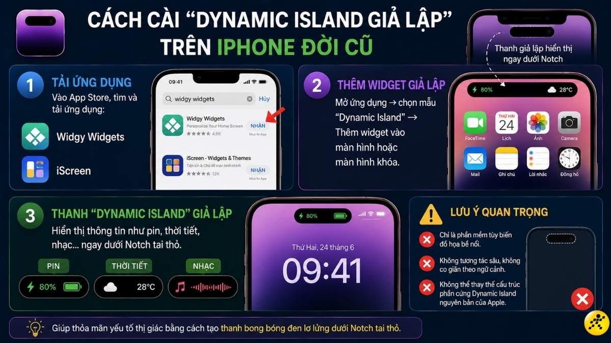 Cách cài "Dynamic Island giả lập" trên iPhone đời cũ Cách cài "Dynamic Island giả lập" trên iPhone đời cũ