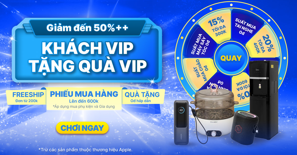 MWG Shop: Khách VIP tặng quà VIP tháng 5, giảm đến 50%++ cho gia dụng và phụ kiện MWG Shop: Khách VIP tặng quà VIP tháng 5, giảm đến 50%++ cho gia dụng và phụ kiện