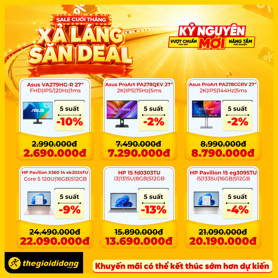 Sale cuối tháng - Xả láng săn deal: Hàng loạt điện thoại, đồng hồ, laptop,... giảm giá sốc Sale cuối tháng - Xả láng săn deal: Hàng loạt điện thoại, đồng hồ, laptop,... giảm giá sốc