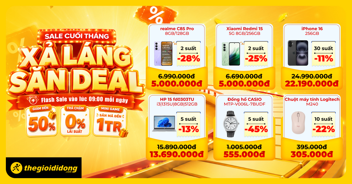 Sale cuối tháng - Xả láng săn deal: Hàng loạt điện thoại, đồng hồ, laptop,... giảm giá sốc Sale cuối tháng - Xả láng săn deal: Hàng loạt điện thoại, đồng hồ, laptop,... giảm giá sốc