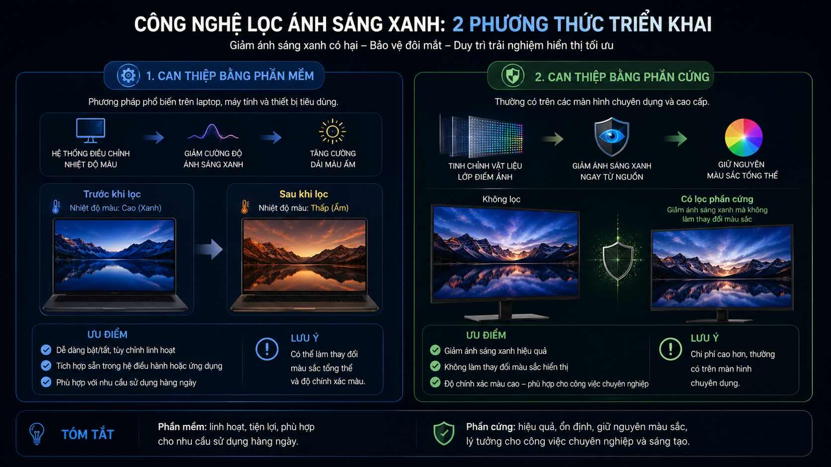 Cách thức hoạt động của công nghệ lọc ánh sáng xanh Cách thức hoạt động của công nghệ lọc ánh sáng xanh