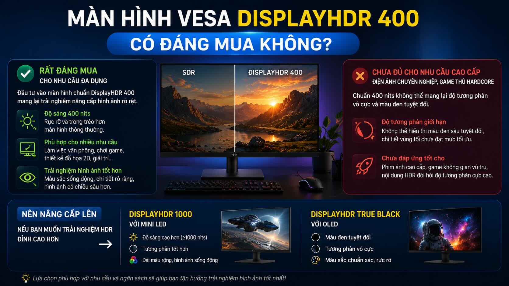 C&oacute; n&ecirc;n mua m&agrave;n h&igrave;nh Vesa Display HDR 400 kh&ocirc;ng?
