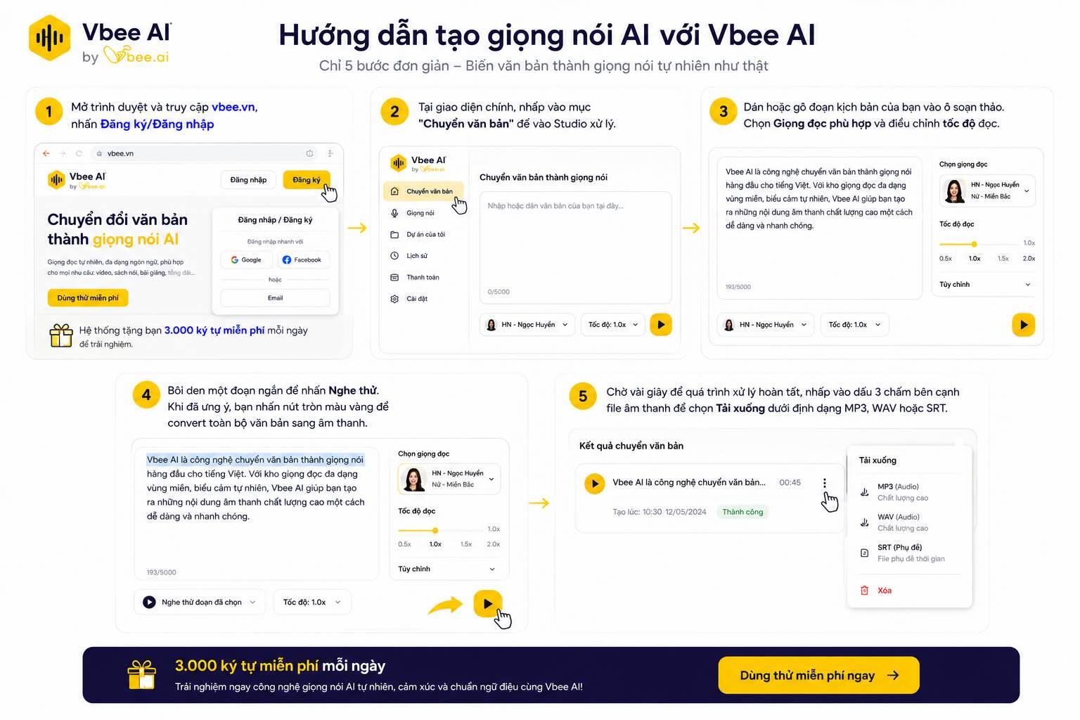 Tạo giọng nói Vbee AI trên máy tính Tạo giọng nói Vbee AI trên máy tính
