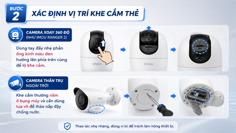 Bước 2: X&aacute;c định vị tr&iacute; khe cắm thẻ