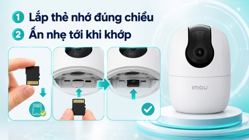 Bước 3: Đưa thẻ MicroSD v&agrave;o khe cắm