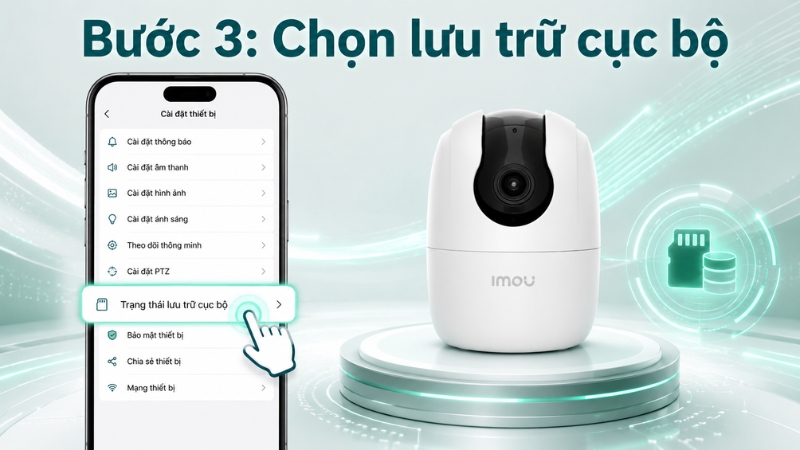 Chọn mục Trạng th&aacute;i lưu trữ cục bộ