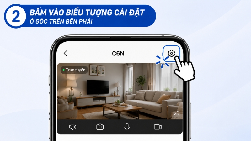 Bấm v&agrave;o biểu tượng C&agrave;i đặt