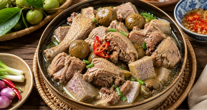 Cách nấu vịt om sấu khoai môn dẻo ngon
