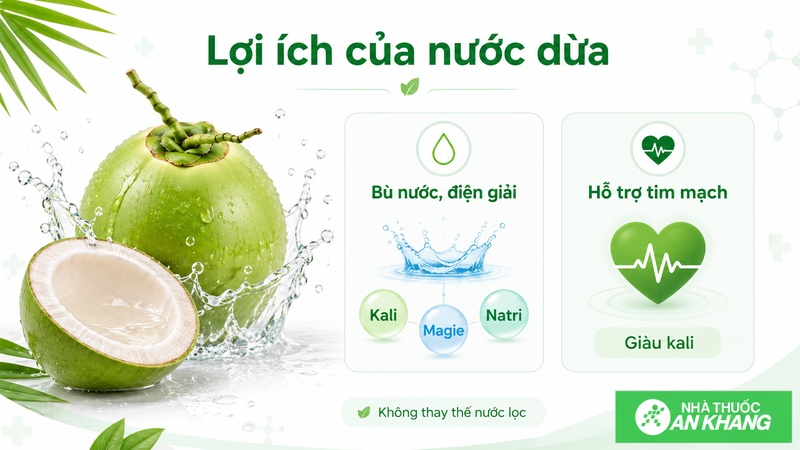 Nước dừa có thể hỗ trợ bù nước, bổ sung điện giải, hỗ trợ tiêu hóa và góp phần chăm sóc sức khỏe tim mạch khi dùng hợp lý. Nước dừa có thể hỗ trợ bù nước, bổ sung điện giải, hỗ trợ tiêu hóa và góp phần chăm sóc sức khỏe tim mạch khi dùng hợp lý.