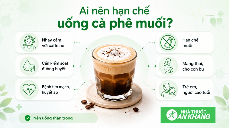 Người nhạy cafein, cần kiểm soát đường hoặc huyết áp nên hạn chế cà phê muối.