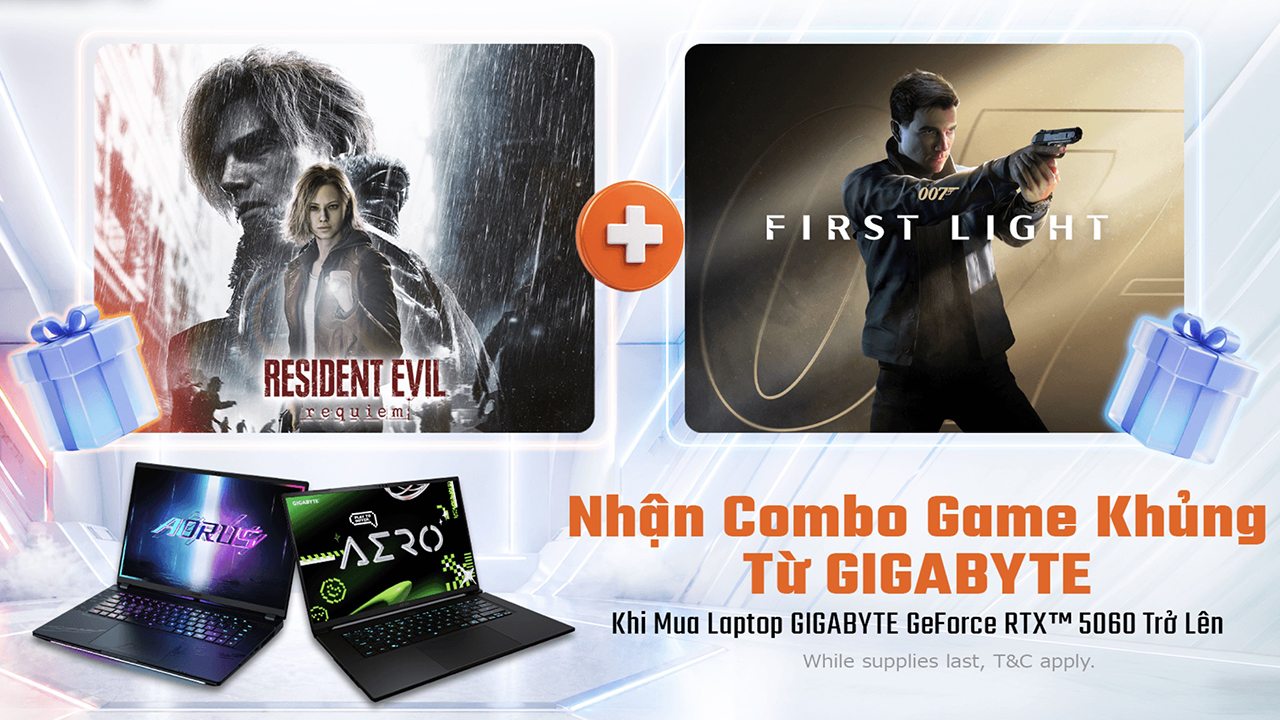 Sắm laptop gaming GIGABYTE RTX 50 Series, nhận ngay game Resident Evil Requiem