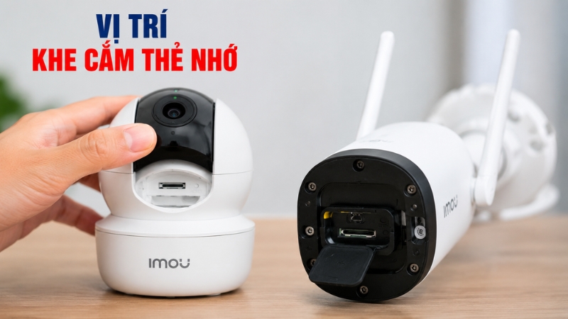 X&aacute;c định vị tr&iacute; khe cắm thẻ nhớ tr&ecirc;n c&aacute;c d&ograve;ng camera