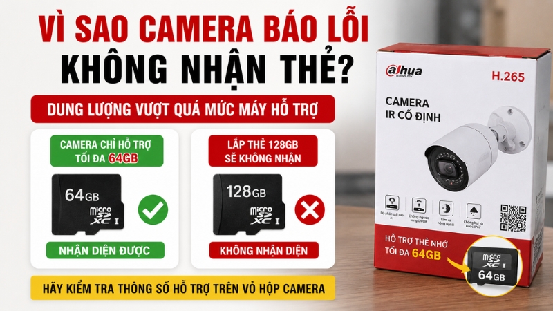 V&igrave; sao lắp đ&uacute;ng c&aacute;ch nhưng camera vẫn b&aacute;o lỗi kh&ocirc;ng nhận thẻ
