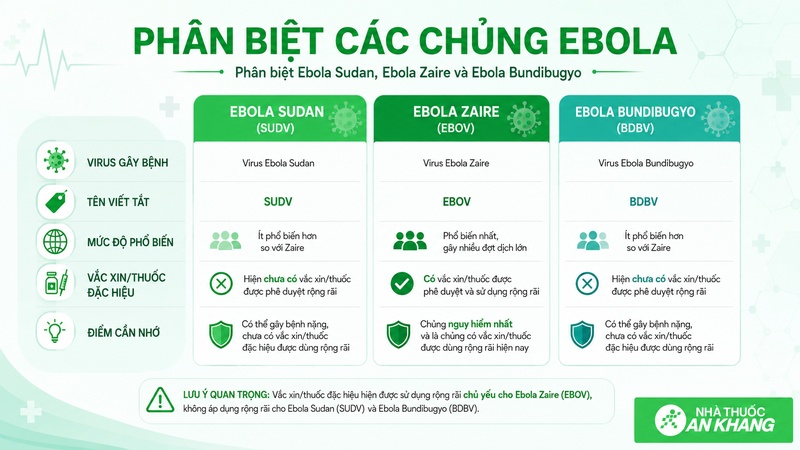 Ebola Sudan khác Ebola Zaire và Bundibugyo về virus gây bệnh, vắc xin và thuốc đặc hiệu Ebola Sudan khác Ebola Zaire và Bundibugyo về virus gây bệnh, vắc xin và thuốc đặc hiệu