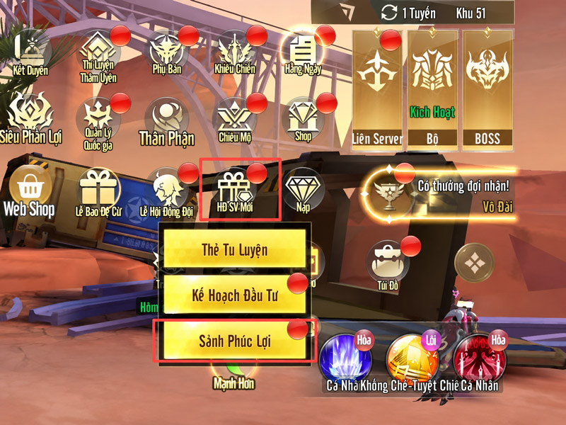 Mở HĐ SV Mới và truy cập Sảnh Phúc Lợi trong game Mở HĐ SV Mới và truy cập Sảnh Phúc Lợi trong game