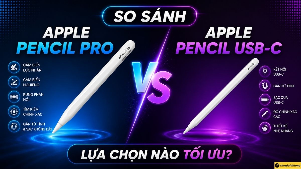 Apple Pencil Pro với Apple Pencil (USB-C) Apple Pencil Pro với Apple Pencil (USB-C)