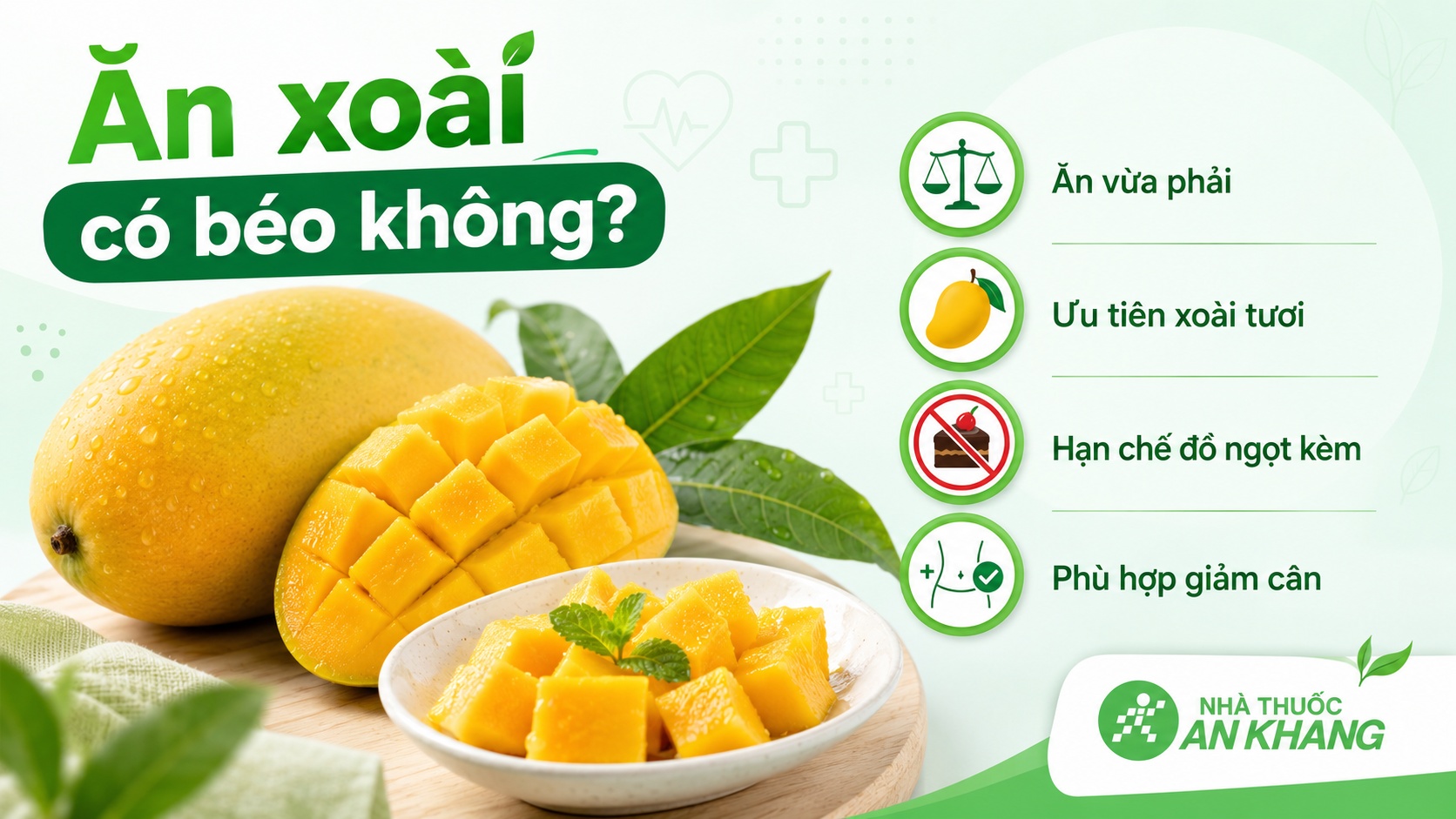 Ăn xoài với lượng vừa phải thường không gây tăng cân, nhưng dễ dư calo nếu ăn nhiều xoài chín hoặc dùng kèm đường, sữa đặc, kem béo Ăn xoài với lượng vừa phải thường không gây tăng cân, nhưng dễ dư calo nếu ăn nhiều xoài chín hoặc dùng kèm đường, sữa đặc, kem béo