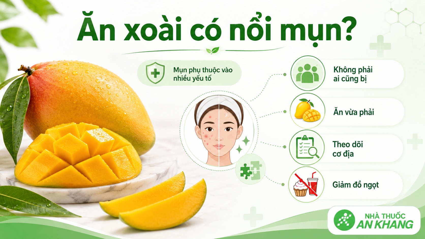 Xoài không trực tiếp gây mụn, nhưng nên hạn chế ăn quá nhiều xoài chín ngọt Xoài không trực tiếp gây mụn, nhưng nên hạn chế ăn quá nhiều xoài chín ngọt