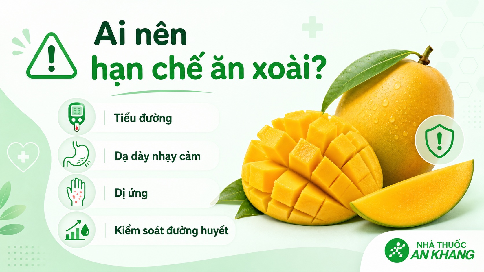 Người tiểu đường, đau dạ dày hoặc dễ dị ứng nên thận trọng khi ăn xoài Người tiểu đường, đau dạ dày hoặc dễ dị ứng nên thận trọng khi ăn xoài