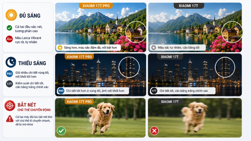 So sánh camera chính Xiaomi 17T với Xiaomi 17T Pro (Ảnh minh họa) So sánh camera chính Xiaomi 17T với Xiaomi 17T Pro (Ảnh minh họa)