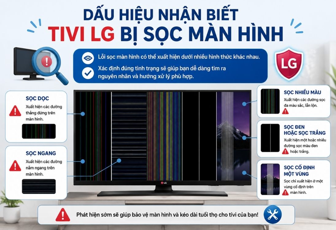 Dấu hiệu tivi LG bị sọc màn hình