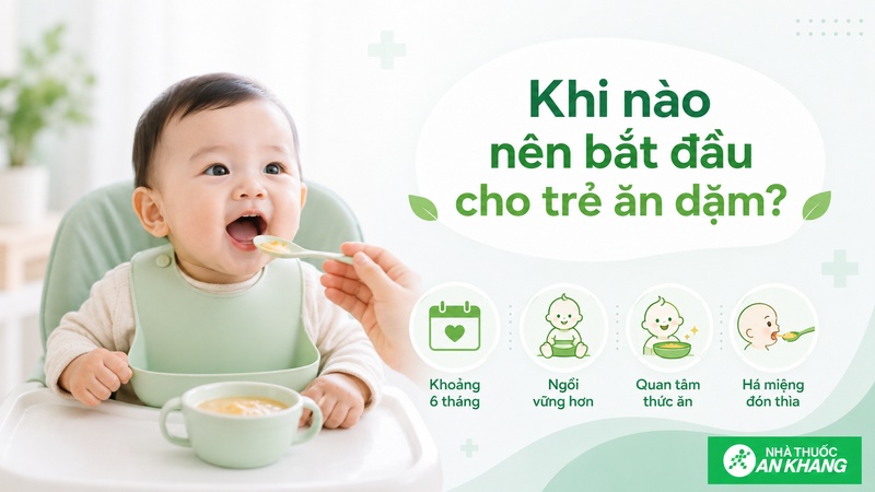 Trẻ thường bắt đầu ăn dặm khoảng 6 tháng tuổi khi đã sẵn sàng Trẻ thường bắt đầu ăn dặm khoảng 6 tháng tuổi khi đã sẵn sàng