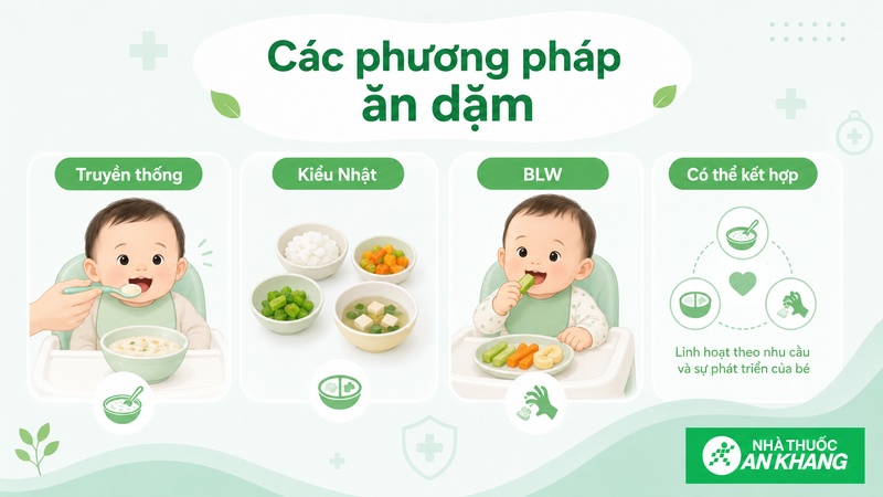 Có thể linh hoạt kết hợp ăn dặm truyền thống, kiểu Nhật hoặc BLW Có thể linh hoạt kết hợp ăn dặm truyền thống, kiểu Nhật hoặc BLW