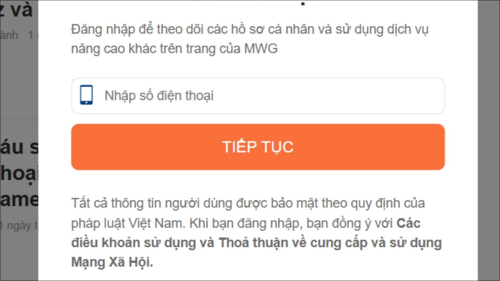Nhập số điện thoại