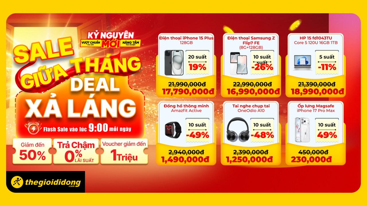 Sale giữa tháng - Dale xả láng: Giảm đến 50% cho nhiều sản phẩm công nghệ, săn voucher giảm đến 1 triệu
