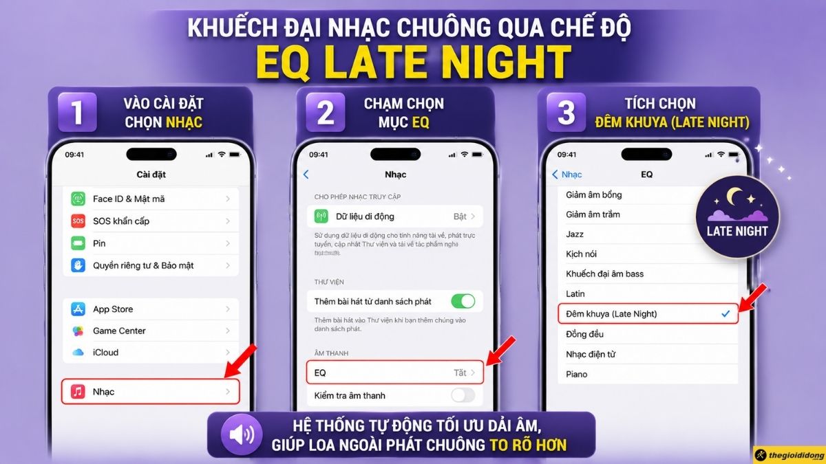 Khuếch đại nhạc chuông qua chế độ EQ Late Night Khuếch đại nhạc chuông qua chế độ EQ Late Night