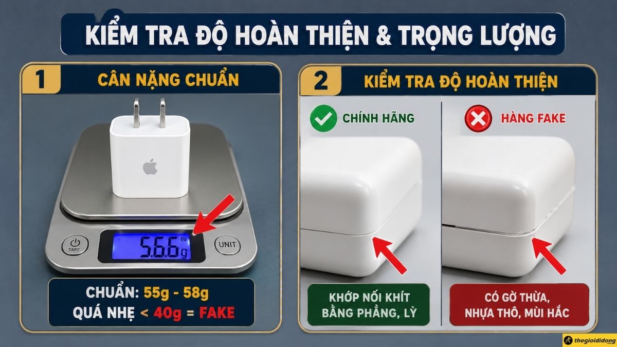 Kiểm tra độ hoàn thiện cơ học và trọng lượng Kiểm tra độ hoàn thiện cơ học và trọng lượng