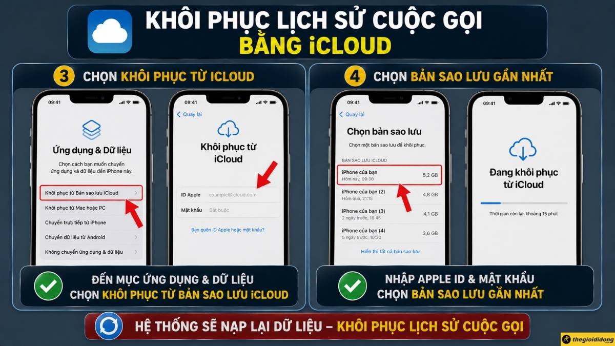 Chọn file bản sao lưu có mốc thời gian gần nhất Chọn file bản sao lưu có mốc thời gian gần nhất