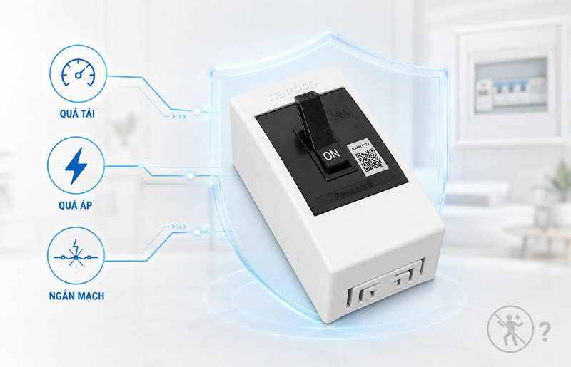 CB Panasonic hỗ trợ bảo vệ quá tải, quá áp và ngắn mạch hiệu quả