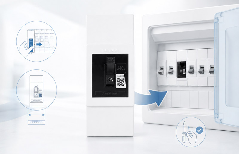 Thiết kế nhỏ gọn giúp CB Panasonic dễ lắp đặt trong nhiều tủ điện