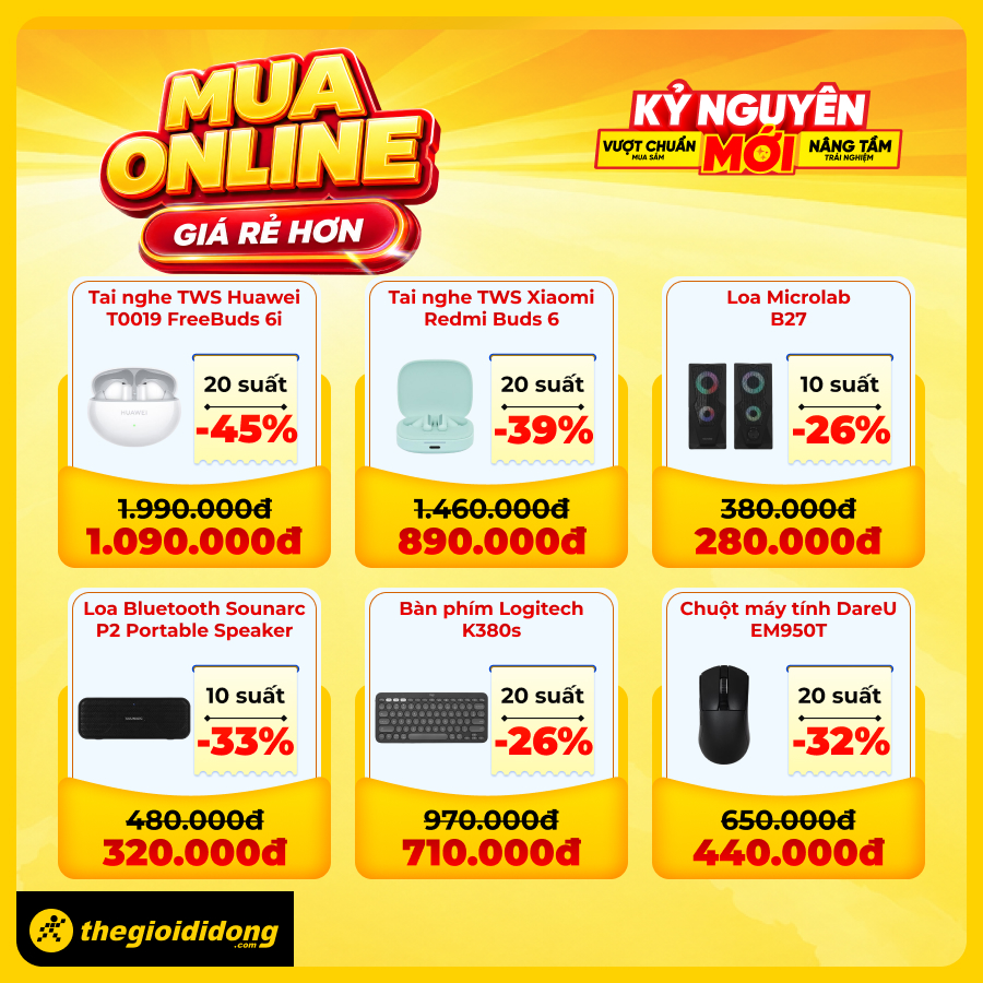 Mua online giá rẻ hơn tại TGDĐ: iPhone, Samsung, OPPO giảm đến 26%, quay số trúng voucher đến 1 triệu