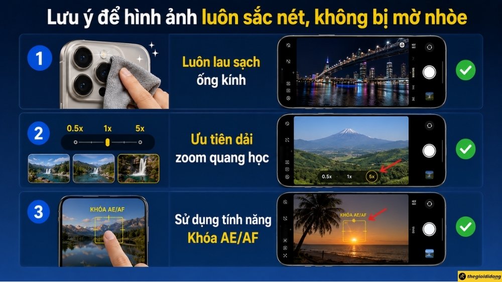 Lưu &yacute; để h&igrave;nh ảnh lu&ocirc;n sắc n&eacute;t, kh&ocirc;ng bị mờ nh&ograve;e